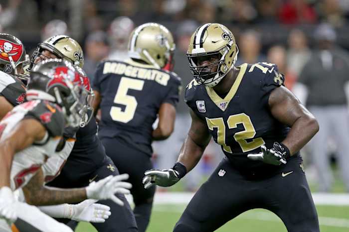 New Orleans Saints offensive tackle Terron Armstead (72) blocks against the Tampa Bay Buccaneers. Mandatory Credit: Chuck Cook-USA TODAY